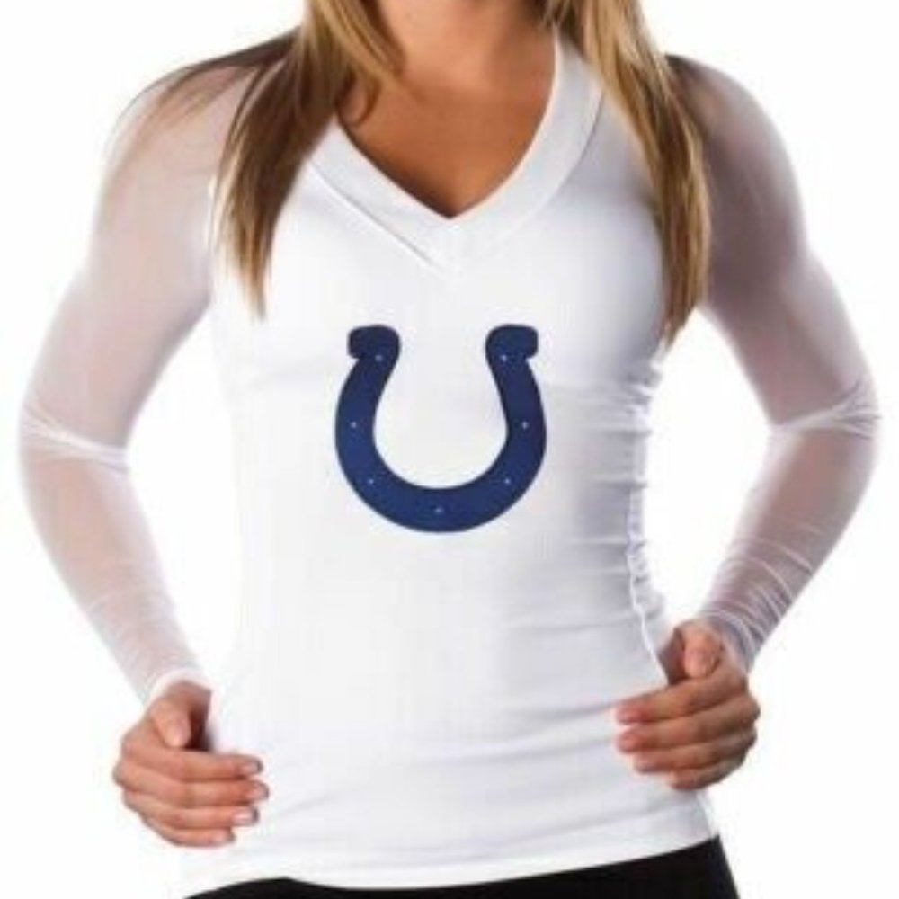 All Sport Couture NFL Womens Indianapolis Colts Wildkat White Shirt New